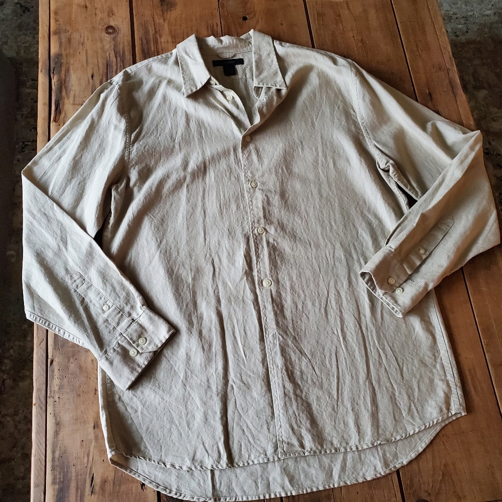 Express Men's Linen Cotton Button Down Shirt Size Large NEW